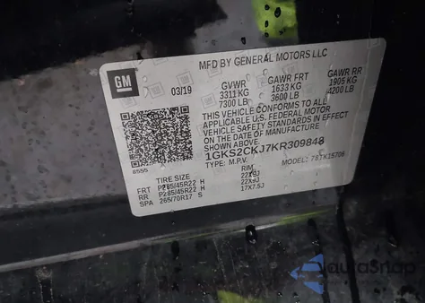 2019 GMC Yukon Denali z USA, uszkodzony, nr VIN 1GKS2CKJ7KR309848